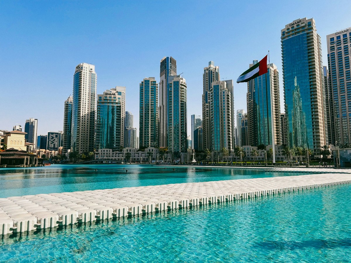 Dubai skyline at golden hour